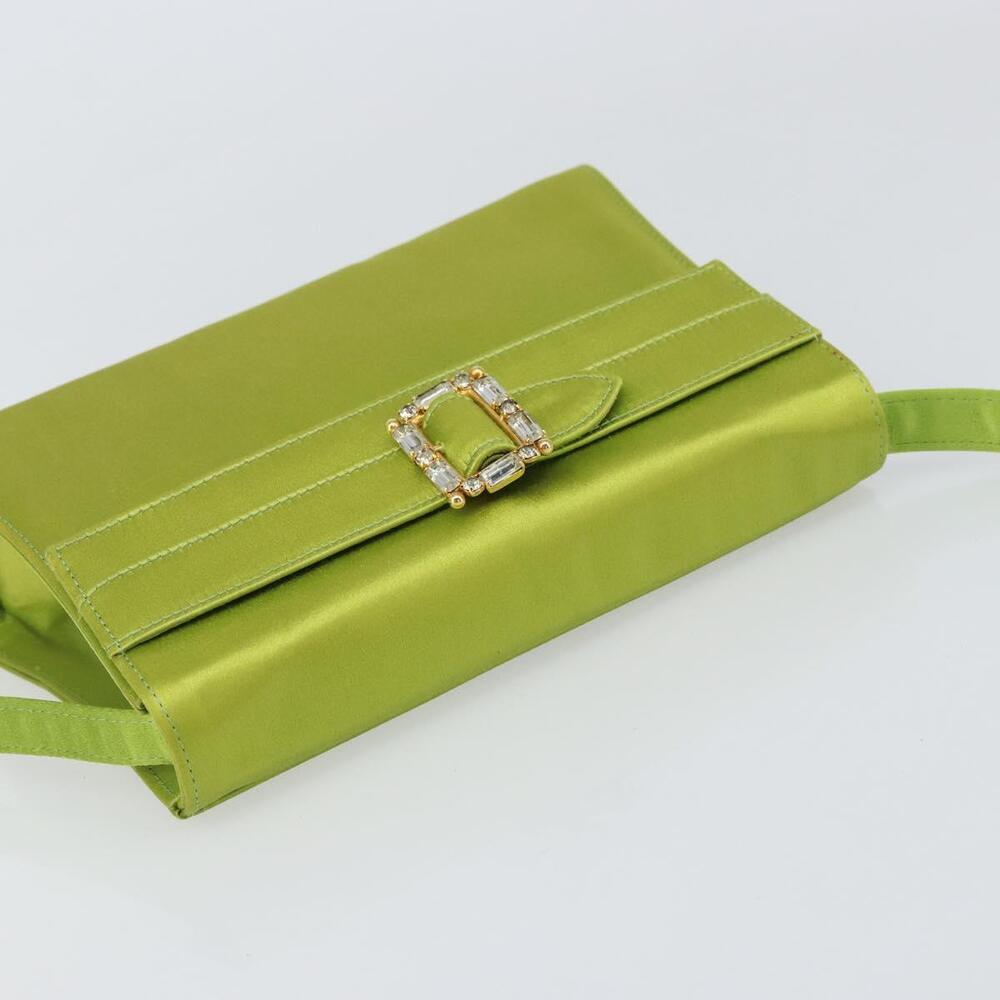 Salvatore Ferragamo Shoulder Bag Satin Green Auth 161011 - Picture 6 of 16